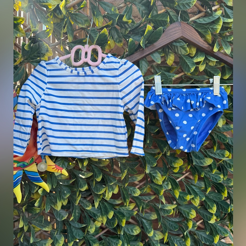 4/$25 • Baby Gap Striped Polka Dot Rash Guard Swim Two-Piece‎